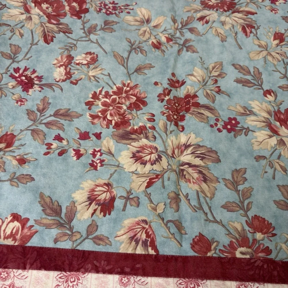 Vintage Homemade Pillowcases Cotton Floral Roses On Teal French‎ Country Cottage